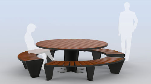 Moderner Picknicktisch - 484 - DIMCAR s.r.l. - Holz / galvanisiertem Stahl / rund