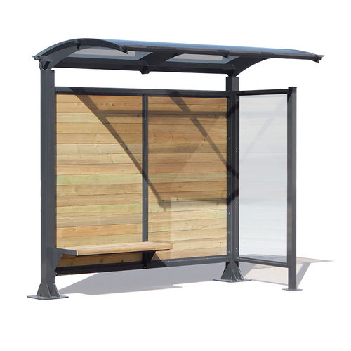 Glasbuswartehalle - ALESSANDRA - DIMCAR s.r.l. - galvanisiertem Stahl / Holz / Polycarbonat
