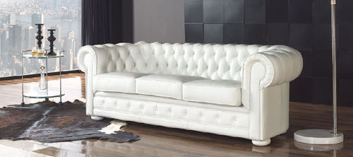 Chesterfield-Sofa - CHESTER - Gamamobel - Leder / weiß / 3 Plätze