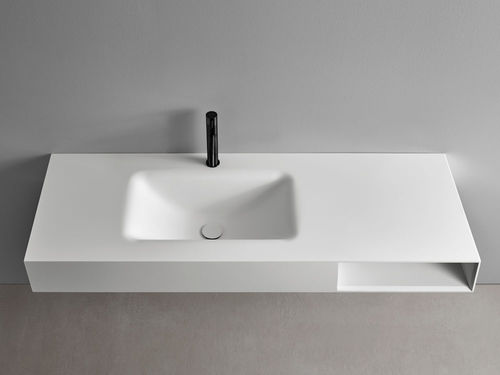 Wand-Waschbecken - M-SOFT - F.lli Stocco s.r.l. - Corian® / mit Ablage / rechteckig