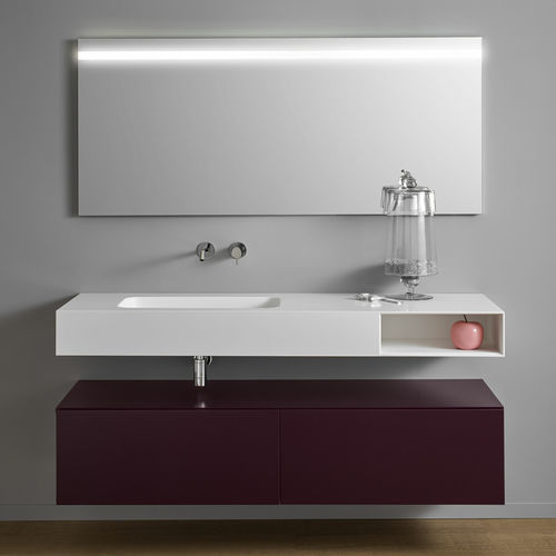 Wand-Waschbecken - M-EDGE - F.lli Stocco s.r.l. - Corian® / mit Ablage / rechteckig