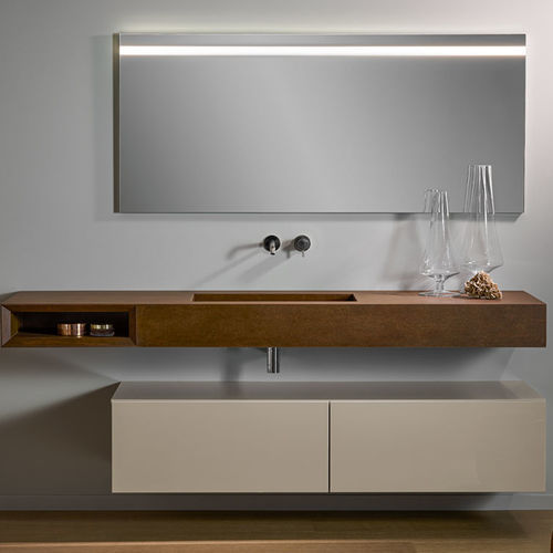 Wand-Waschbecken - M-QUAD - F.lli Stocco s.r.l. - Keramik / Porzellan / mit Ablage