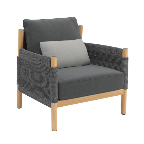 Moderner Sessel - CAVO - Garpa - Stoff / Teakholz / Kordel