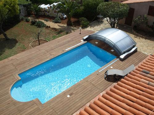 Niedrige Schwimmbadüberdachung - ABRISUD - Aluminium / motorisiert
