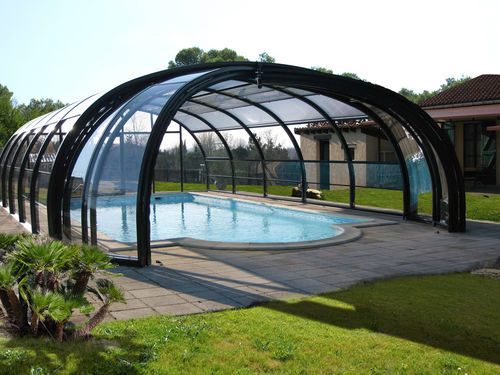 Hohe Schwimmbadüberdachung - COCOON - ABRISUD - teleskopisch / Edelstahl / mit manueller Bedienung