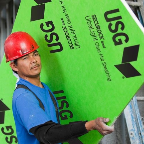 Hochbeständig-Gipsplatte - SECUROCK® BRAND FIRECODE® X - USG - rechteckig / feuerfest / nachhaltig