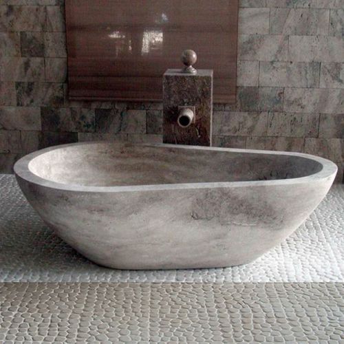 Ovale Badewanne - PIEDRA  PAVO - Ws Bath Collections - freistehend / zur beruflichen Nutzung / Stein