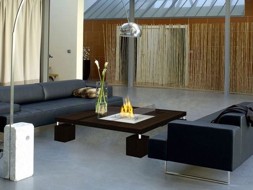 Moderner Couchtisch - 825 - Vulcania - Holz / quadratisch / mit Bioethanol-Brennkammer