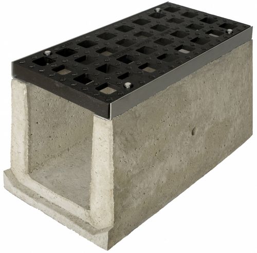 Gitter-Abflussrinne - CANIVEAUFIX 50 - GLS Prefabricados - Beton / Gusseisengitter / für öffentliche Bereiche