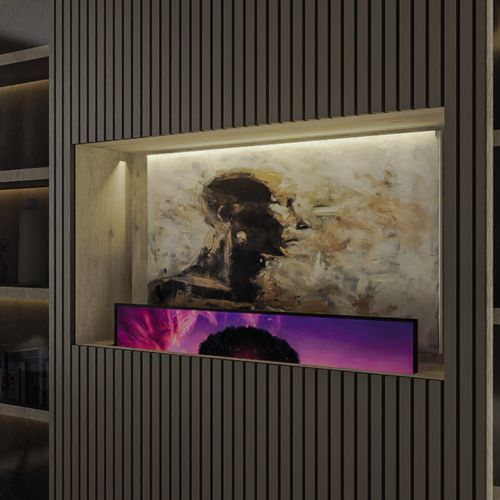 TV-Ständer / Lift - ARCHIMEDE   - Digisonic Srl - mit verdeckter Verkabelung / Stahl / Aluminium