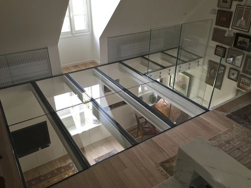 Stahl-Doppelboden - EXTRA CHIARO - Trescalini - Glas / für den Innenraum