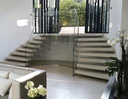 Glasgeländer - GLASSY CURVED - Trescalini - Edelstahl / Glasplatten / für den Innenraum