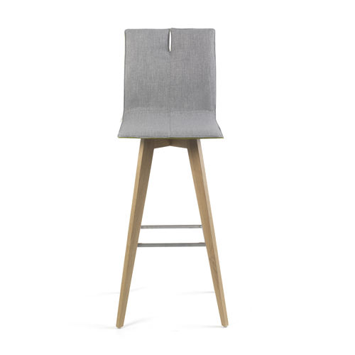Moderner Hocker - MOOD#31 H82 PB BI - Mobitec Systems S.A. - Leder / Gestell aus Holz / Polster