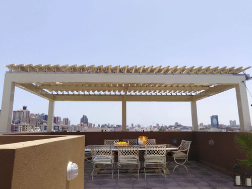 Selbsttragende Pergola - COSPILOUVRE - COSPICON  SA - Aluminium / mit orientierbaren Lamellen / mit Sonnenschutzlamellen