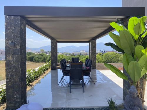 Selbsttragende Pergola - COSPIBIO - COSPICON  SA - Aluminium / mit orientierbaren Lamellen / mit Sonnenschutzlamellen
