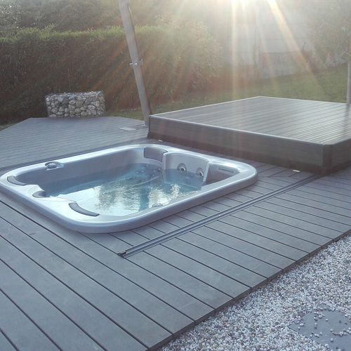 Automatische Schwimmbeckenabdeckung mobile Terrasse - POOLDECK - 1 PLATEAU - Azenco Groupe - für eingelassenes Schwimmbad