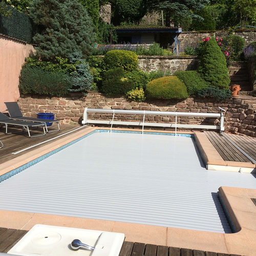 Latten-Poolabdeckung - SLIDE &amp; ROLL - Azenco Groupe - automatisch / Sicherheit / Thermo