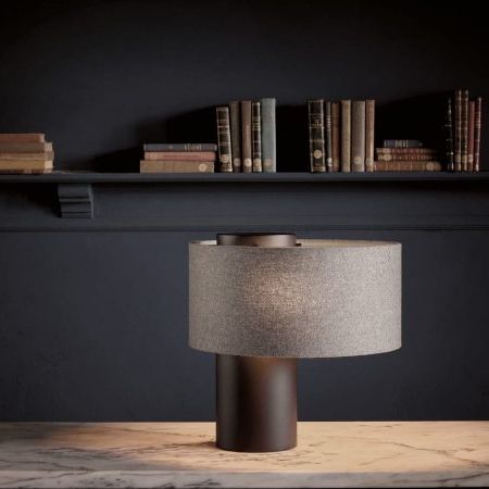 Tischlampe - BOBO - HMD Furniture - gebürstetes Metall / poliertes Metall / Stoff