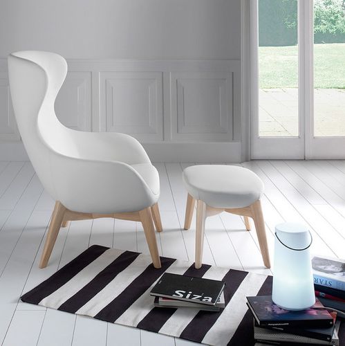 Moderner Sessel - LOEUF - SEANROYALE - Leder / Stoff / Massivholz