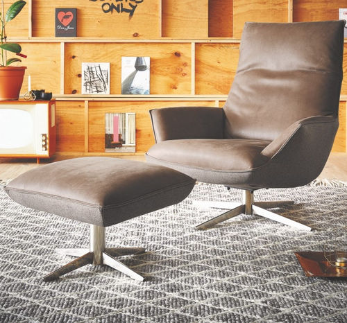 Moderner Sessel - RALPHY - SEANROYALE - Leder / Stoff / poliertes Aluminium