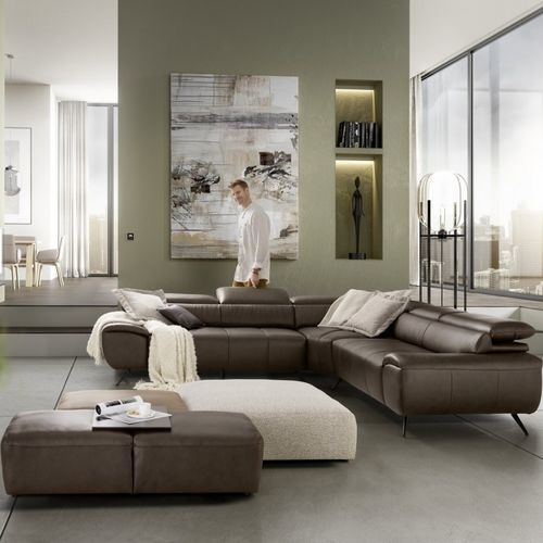 Ecksofa - EXALT GRAND CONFORT - SEANROYALE - modern / für Wohnzimmer / Stoff