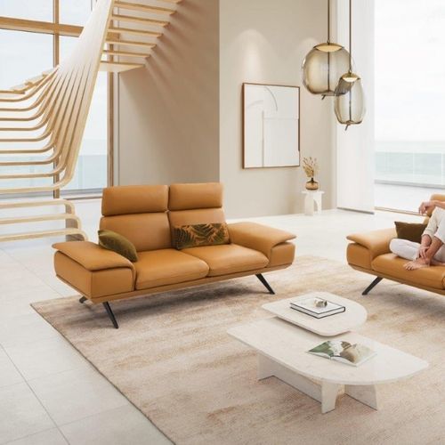 Modernes Sofa - FLIRTIME - SEANROYALE - für Wohnzimmer / Stoff / Leder