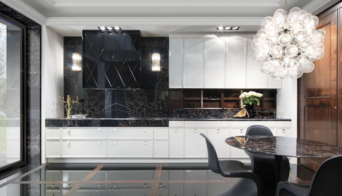 Moderne Küche - D&Eacute;CO - CASTAGNA CUCINE - Nussbaum / Glas / Marmor