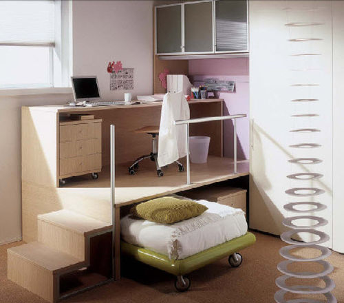 Moderner Schreibtisch - WHY SYSTEM : 14 - Quelli della mariani - Holz / mit ausziehbarem Bett / mit Gestell aus Paneelen