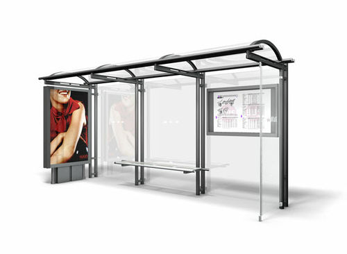Metall-Buswartehalle - HELIOS - Wall AG - Glas