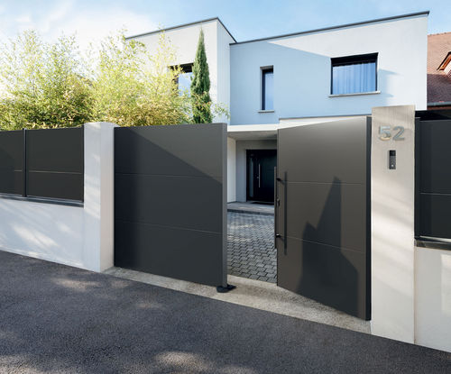 Einflügeliges Tor - KLAVEL - Kostum - Schiebe / Aluminium / Platten