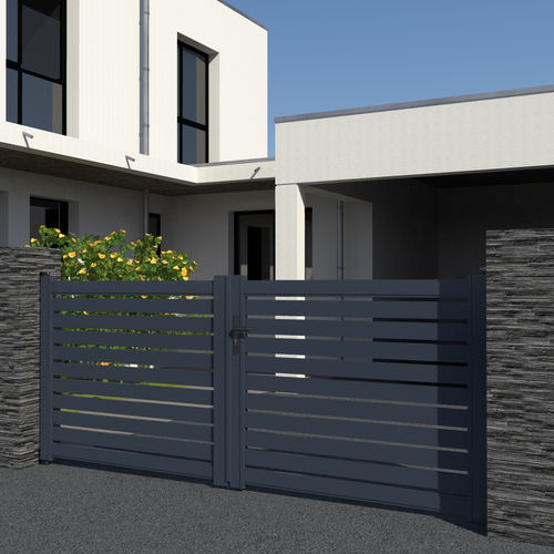 Einflügeliges Tor - RAZ - Kostum - Schiebe / Aluminium / Lamellen