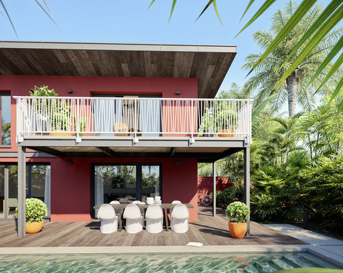 Aluminium-Geländer - TEVEL - Kostum - mit Stangen / für Außenbereich / für Terrasse