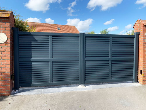 Einflügeliges Tor - LEMM - Kostum - Schiebe / Aluminium / Lamellen