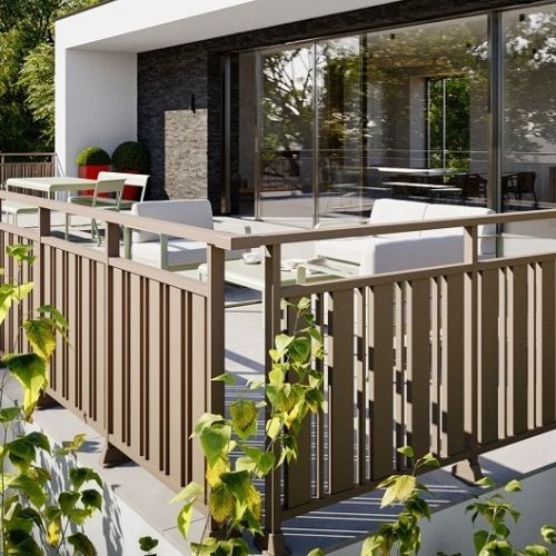 Aluminium-Geländer - NOZ - Kostum - mit Stangen / für Außenbereich / für Terrasse