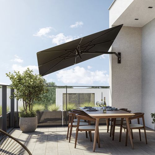 Quadratischer Sonnenschirm - Paraflex UX Full Black - Umbrosa - wandmontiert / Sunbrella® / Aluminium