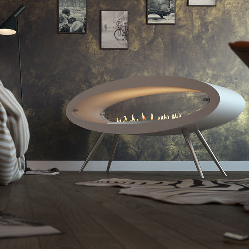 Bioethanol-Kamin - ELLIPSE FLOOR - Decoflame - freistehend / doppelseitig / offene Feuerstelle