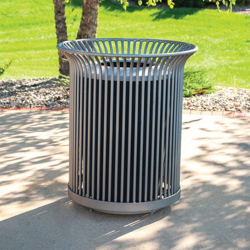 Park-Abfallbehälter - CUNNINGHAM™ - Madrax/Thomas Steele - pulverbeschichteter Stahl / mit integriertem Aschenbecher / ohne Deckel