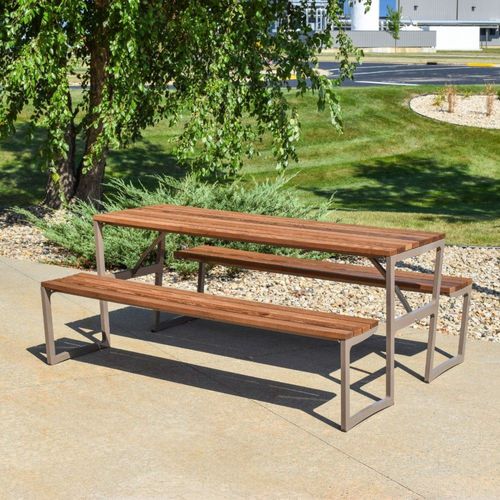Moderner Picknicktisch - MIDVALE - Madrax/Thomas Steele - Ipe / Gestell aus Metall / rechteckig
