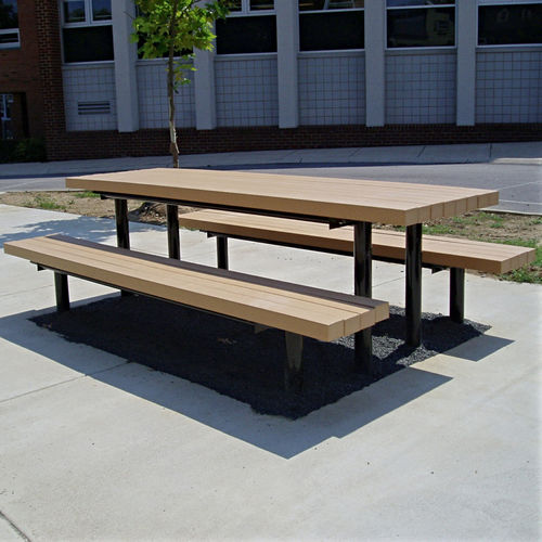 Moderner Picknicktisch - WALDEN™ - Madrax/Thomas Steele - Recyclingkunststoff / Ipe / Gestell aus pulverbeschichtetem Stahl