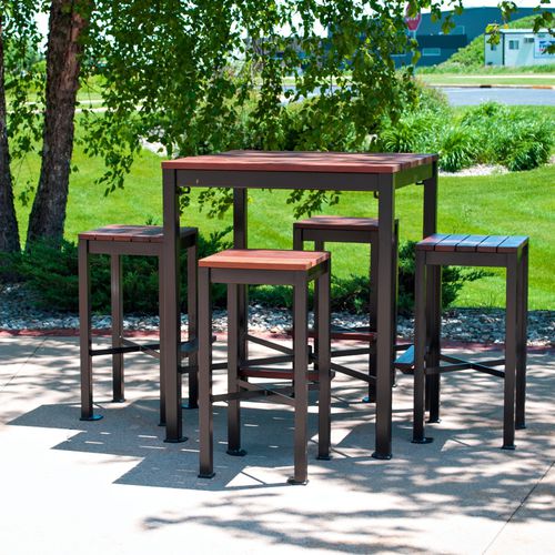 Moderner Barhocker - MONONA - Madrax/Thomas Steele - Ipe / Recyclingkunststoff / Gestell aus pulverbeschichtetem Stahl
