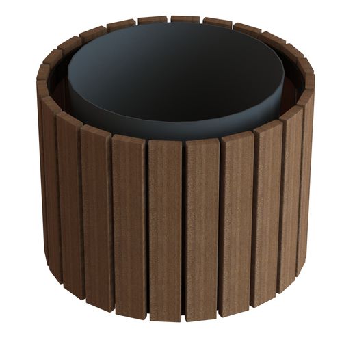 Holz-Pflanzkübel - WALDEN™ - Madrax/Thomas Steele - Recyclingkunststoff / pulverbeschichteter Stahl / rund