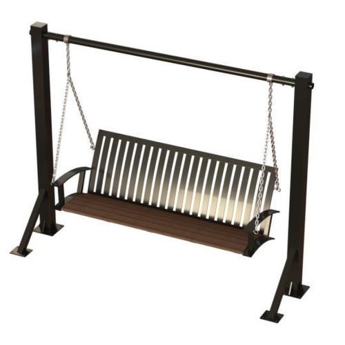 Gartenbank aus recyceltem Material - ASHTON SWING - Madrax/Thomas Steele - Recyclingkunststoff / Kork / Massivholz