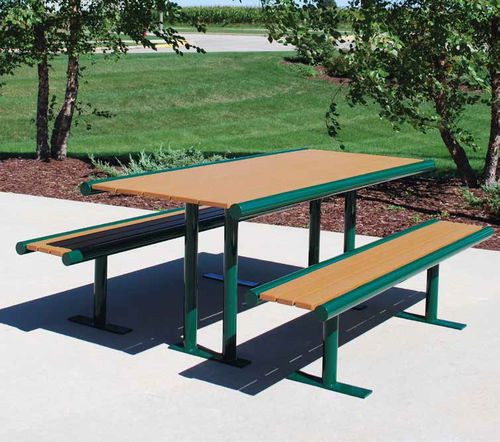 Moderner Picknicktisch - FAIRWAY™ - Madrax/Thomas Steele - Recyclingkunststoff / Ipe / Gestell aus pulverbeschichtetem Stahl
