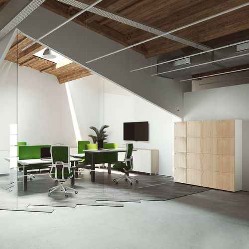Melaminbeschichteter Garderobenschrank - Actiu - mit Schlüssel / für Lagerung / weiß