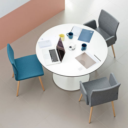Moderner Stehtisch - TABULA - Actiu - Laminat / Gestell aus Aluminium / rund