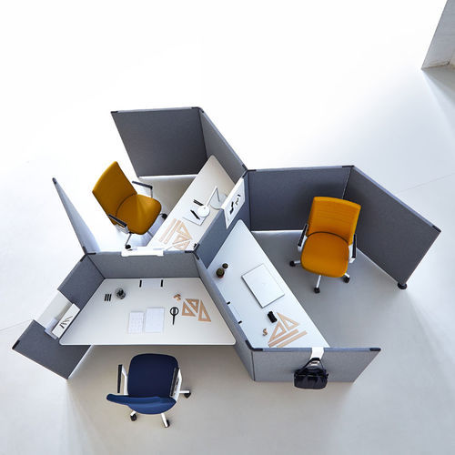 Bodenstehende Bürotrennwand - LINK - Actiu - Stoff / modulierbar / grau