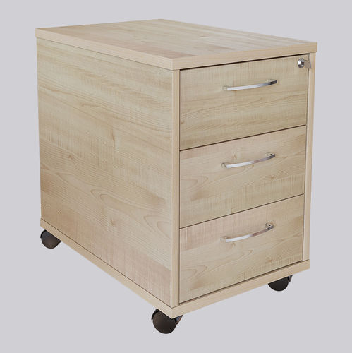 Holz-Schreibtischcontainer - 75500  - AB HYLLTEKNIK - melaminbeschichtet / mit 3 Schubladen / mit Schlüssel