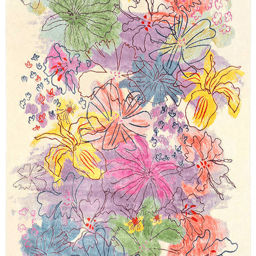 Moderner Teppich - FLEURS ARTIFICES - Galerie Diurne - Blumenmotiv / Wolle / Seide