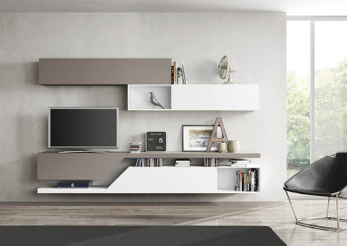 Moderne Wohnwand - FREE FAST KUBE - Le Monde Wood - Holz / lackiertes Holz