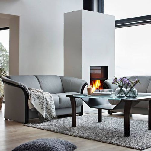 Klassisches Sofa - MANHATTAN - Ekornes - Stoff / schrägstellbar / grau